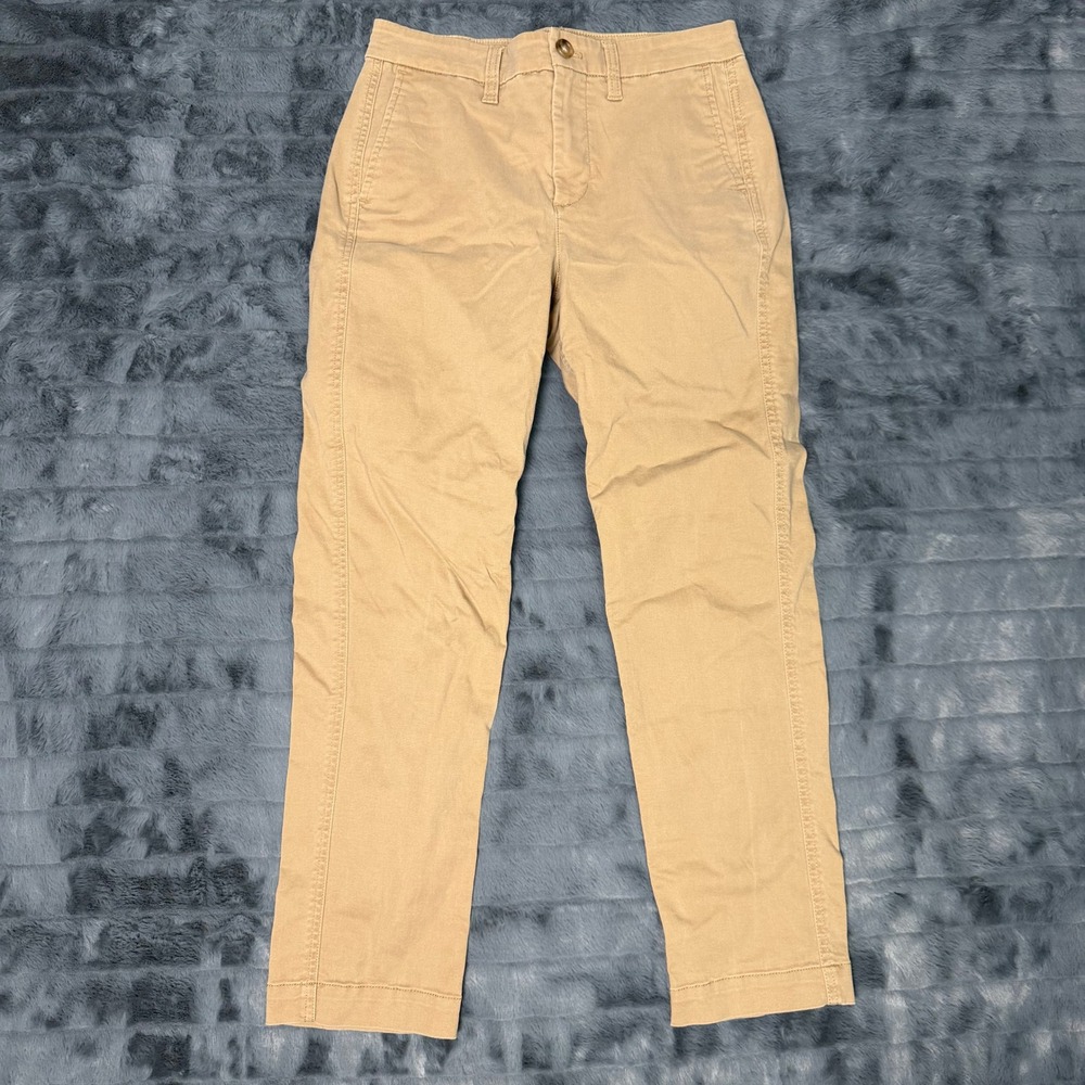 J.Crew High-Rise Girlfriend Chino Pants Khaki Tan Stretch Cotton Size 0